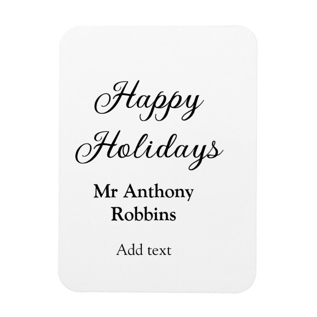 Magnet Flexible Joyeuses vacances ajouter nom date année simple mi (Vertical)