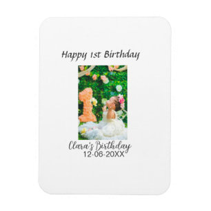 Magnet Flexible Joyeux 1er anniversaire photo simple élégant coute