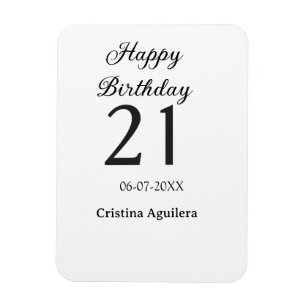 Magnet Flexible Joyeux 21e anniversaire lettre gras nom simple min