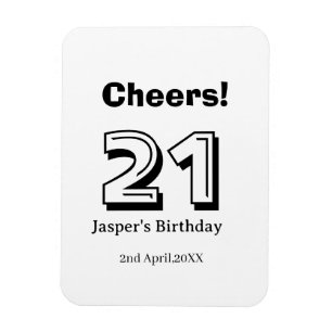 Magnet Flexible Joyeux 21e anniversaire nom en lettres grasses gar
