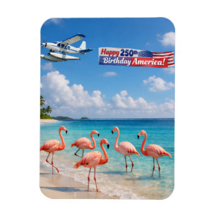 Magnet Flexible Joyeux 250e Anniversaire Amérique Flamants roses s