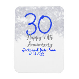 Magnet Flexible Joyeux 30e anniversaire de mariage argent paillett