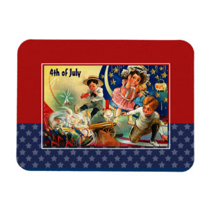 Magnet Flexible Joyeux 4 juillet. Enfants vintages
