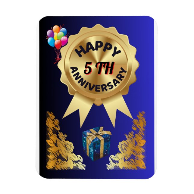 Magnet Flexible Joyeux 5 E anniversaire de Mariage (Vertical)