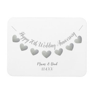 Magnet Flexible Joyeux 70e anniversaire de Mariage Platinum maman 