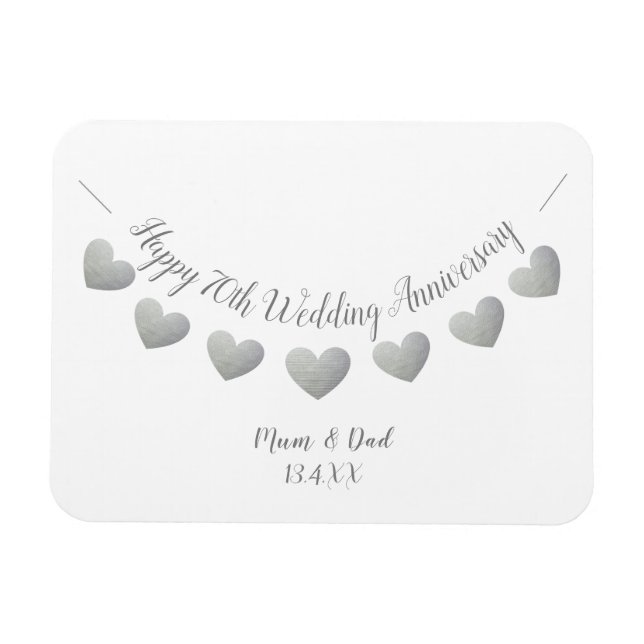 Magnet Flexible Joyeux 70e anniversaire de Mariage Platinum maman  (Horizontal)