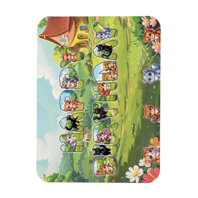 Magnet Flexible Joyeux Aimant Chat d'Anniversaire pour Amoureux de (Vertical)