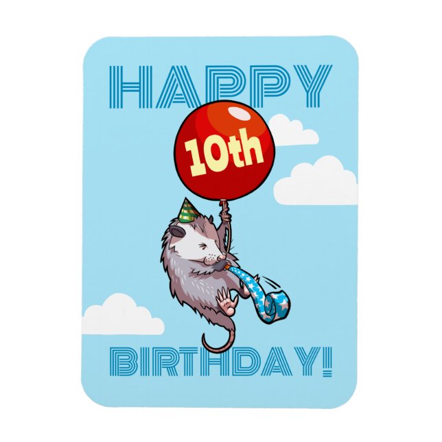 Magnet Flexible Joyeux anniversaire ! Ajouter L'Âge Opossum & Ball (Vertical)