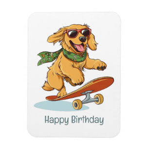Magnet Flexible Joyeux Anniversaire Chien Retriever D'or Planche à