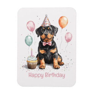 Magnet Flexible Joyeux Anniversaire Chien Rottweiler
