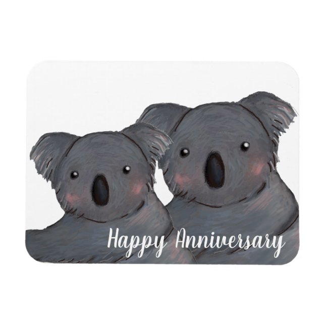 Magnet Flexible Joyeux anniversaire koala mari & femme (Horizontal)