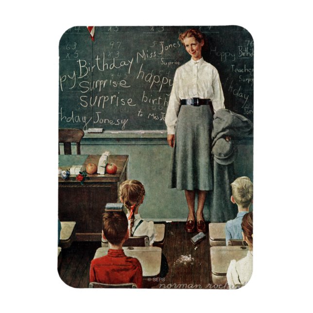 Magnet Flexible Joyeux anniversaire, Miss Jones par Norman Rockwel (Vertical)