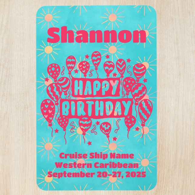 Magnet Flexible Joyeux anniversaire Pink Blue Cruise Door (Créateur téléchargé)
