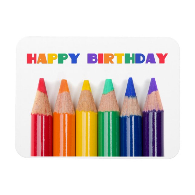 Magnet Flexible Joyeux Anniversaire Pour N'Importe Qui Crayons Arc (Horizontal)