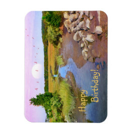 Magnet Flexible Joyeux Anniversaire Sunset Seashore