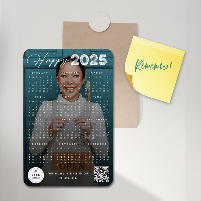 Magnet Flexible Joyeux calendrier de typographie 2023 Photo du Nou (Happy 2025 Typography Calendar New Year Photo Flexible Magnet @ fat_fa_tin)