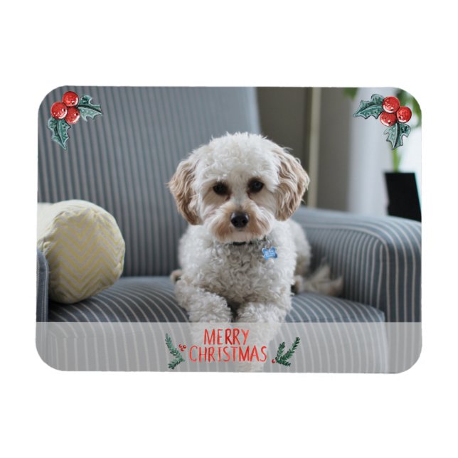 Magnet Flexible Joyeux Carte photo de Noël de animal de compagnie (Horizontal)
