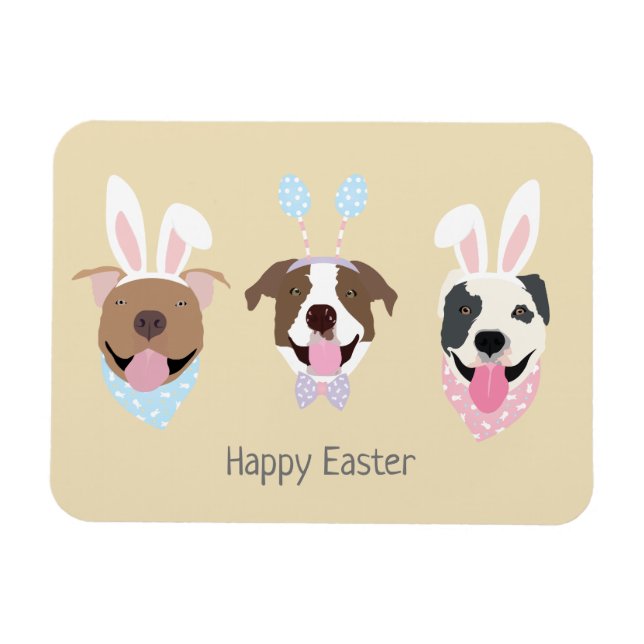 Magnet Flexible Joyeux Chiens de Pâques American Pit Bull Terrier (Horizontal)