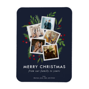 Magnet Flexible Joyeux collage de Noël personnalisé Holly moderne