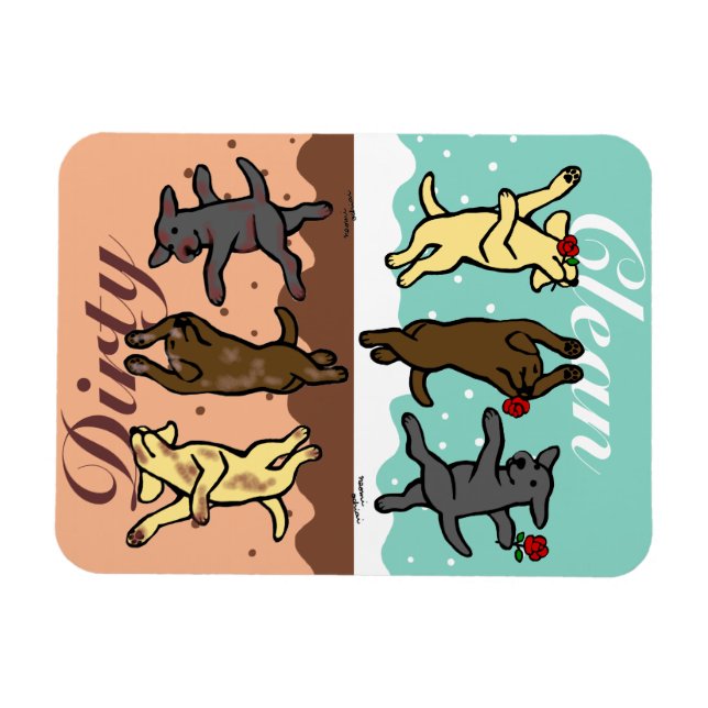 Magnet Flexible Joyeux Danseurs Labradors Propre / Sale (Horizontal)