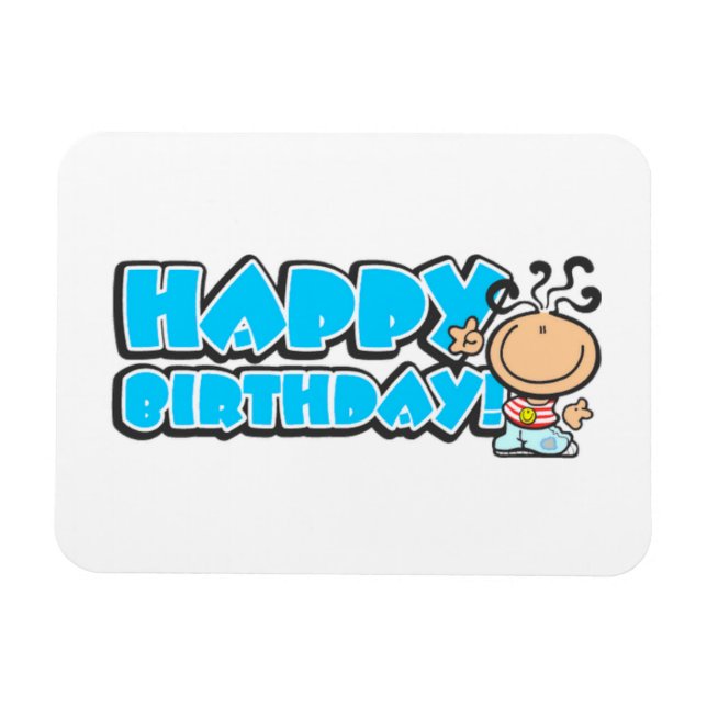 Magnet Flexible Joyeux dessin animé d'anniversaire Premium Flexi M (Horizontal)