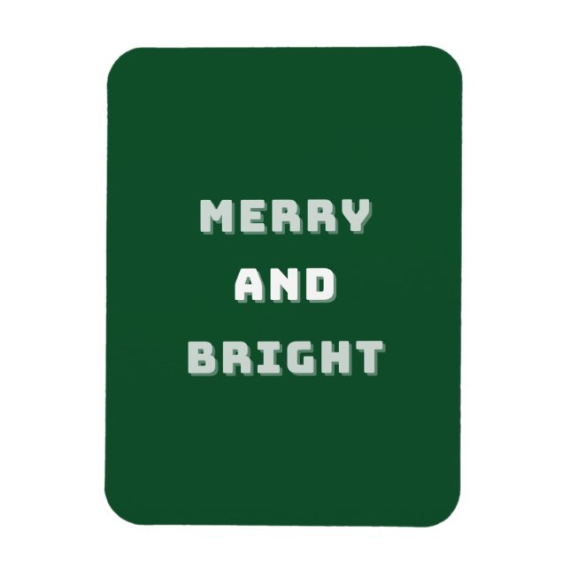 Magnet Flexible Joyeux et lumineux, Art de Noël vert, Vacances (Vertical)