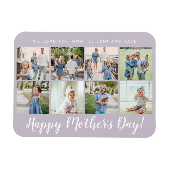 Magnet Flexible Joyeux Fête des Mères Photo Collage Custom Lavende (Horizontal)