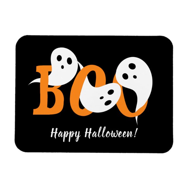 Magnet Flexible Joyeux Halloween Boo Ghosts Black (Horizontal)