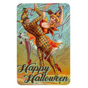 Magnet Flexible Joyeux Halloween Dancing Jester Masquerade Vintage