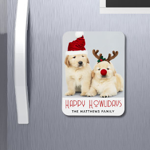 Magnet Flexible Joyeux Howlidays Amoureux des chiens Holiday Photo