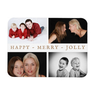 Magnet Flexible Joyeux Joyeux Jolly Famille 4 Photo Collage Holida