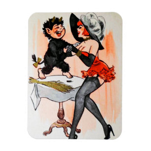 Magnet Flexible Joyeux Krampus avec Temptress Vintage Noël