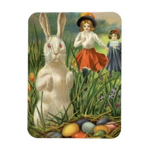 Magnet Flexible Joyeux lapin de Pâques Vintage et enfants