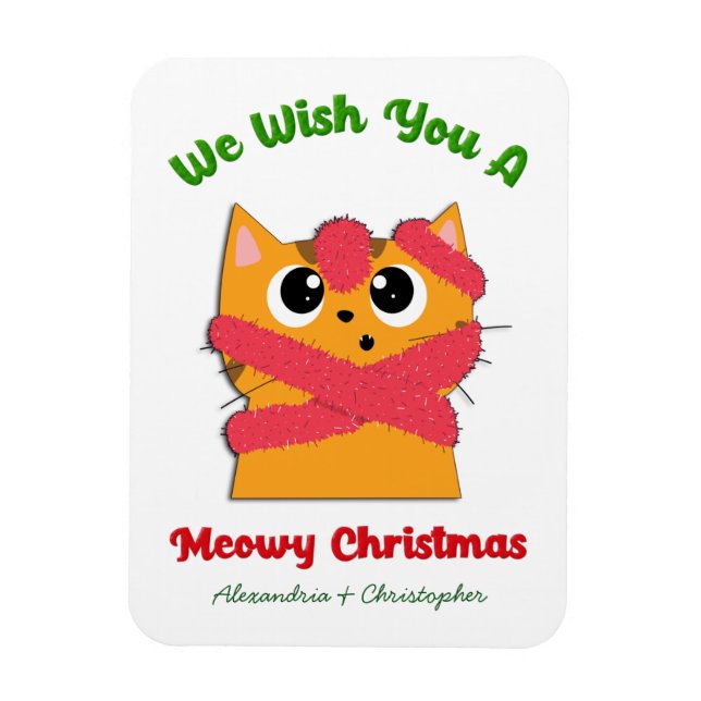 Magnet Flexible Joyeux Meowy Noël Animal de compagnie Cat Fête Per (Vertical)