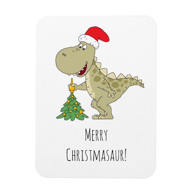 Magnet Flexible Joyeux Noël Arbre mignonne Dinosaure Santa Hat (Vertical)