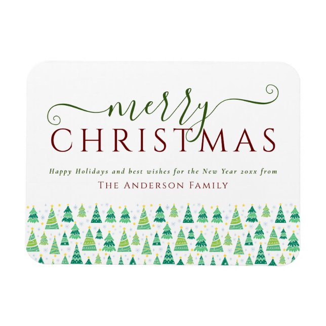 Magnet Flexible Joyeux Noël Arbres Famille Vacances (Horizontal)