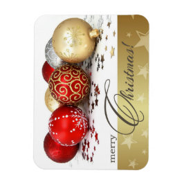 Magnet Flexible Joyeux Noël. Cadeau Red Gold Baubles