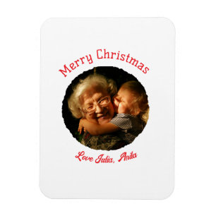 Magnet Flexible Joyeux Noël grand-mère fille photo cercle