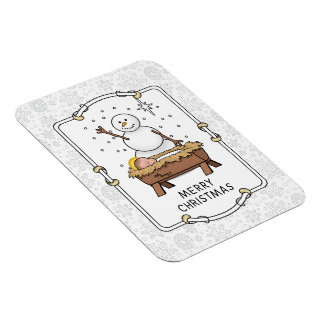 Magnet Flexible Joyeux Noël Nativité bébé Jésus Snowman