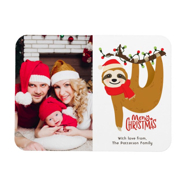 Magnet Flexible Joyeux Noël Sloth Photo personnalisée (Horizontal)