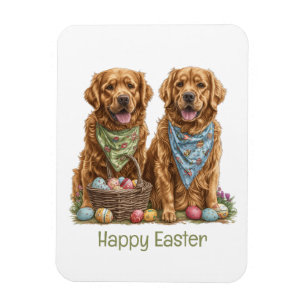 Magnet Flexible Joyeux Pâques Golden Retriever Chiens Pâques Panie
