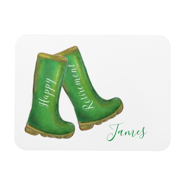 Magnet Flexible Joyeux retraite vert jardinage welly boot (Horizontal)