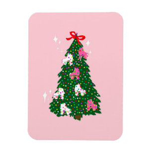 Magnet Flexible Joyeux Roller Patins Ornements Arbre de Noël Rose