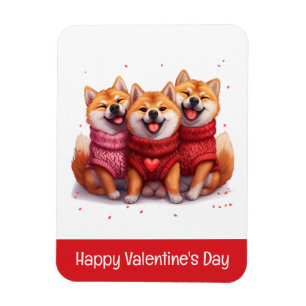 Magnet Flexible Joyeux Valentines Day Chiens Shiba Inu