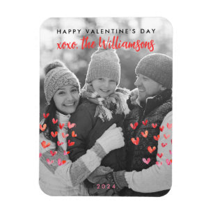 Magnet Flexible Joyeux Valentines Day Cute Red Hearts Family Photo