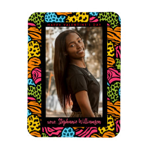 Magnet Flexible Joyeux Valentines Jour Multicolor Jungle Heart Pho