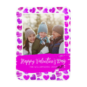 Magnet Flexible Joyeux Valentines Moderne violet rose du coeur Pho
