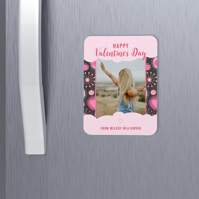 Magnet Flexible Joyeux Valentines Whimsical Coeurs rose Nom de la  (Créateur téléchargé)