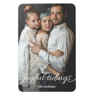 Magnet Flexible Joyful Tidings Script Photo Carte de vacances pers