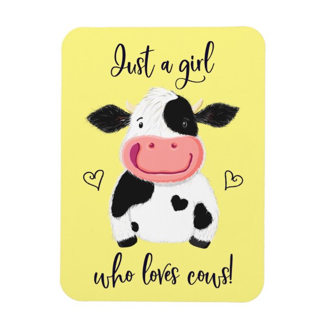 Magnet Flexible Juste Une Fille Qui Aime Les Vaches ! Coeurs Et Ho (Vertical)